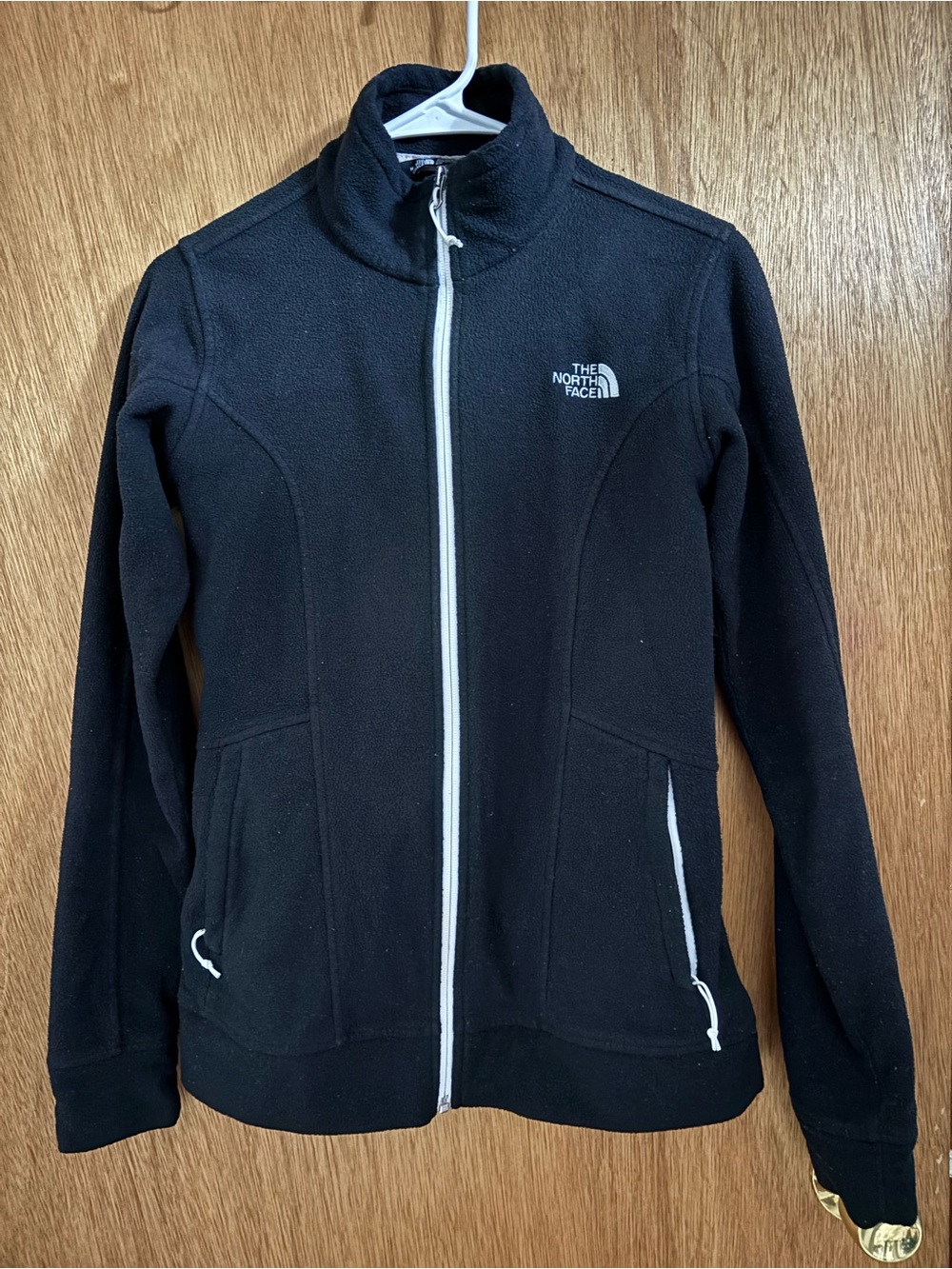 The North Face Women's Black Fleece Jacket with White Zippers